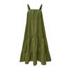 Ladies Casual Sexy Solid Color Suspender Loose Layered Pleated Beach Dress
