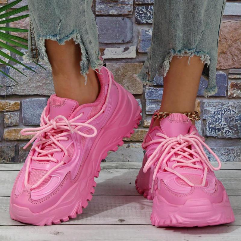 Baskets Casual Jaune Fluorescent Mode Respirantes Printemps Plateforme Chaussures de Sport Femmes Slip On Dames Chaussures de Marche d'Extérieur Amoureux