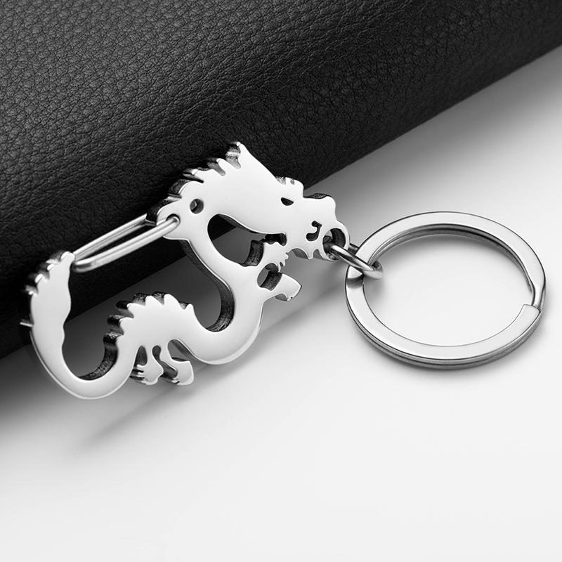 Металлический брелок Зодиак Дракон 2026 Подвеска Новый год Креативный брелок серебряный — фото 5