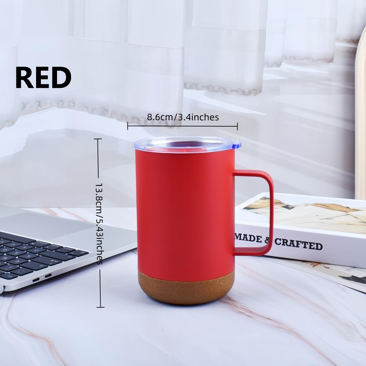 280ml Double Walled Mug Cup With Handle Wood Grain Coffee Mug Stylish Functional Covered Drinking Cup for Office Home Use 280ml красный