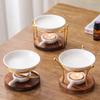 Ceramics Tealight Wax Warmer Essential Oil Burners Heater with Wood Stand Candleholder Aromas Lamp Stove for Meditations