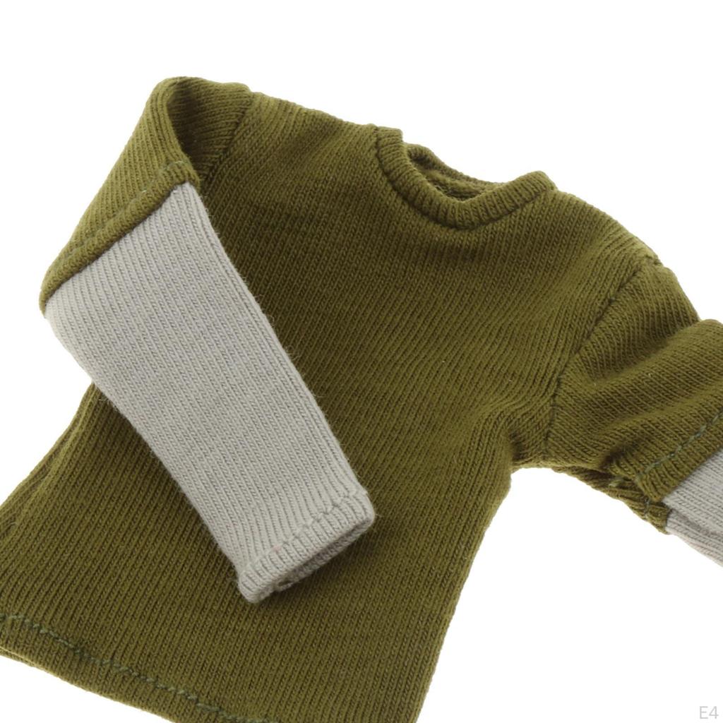 1/12 Male Long Sleeve T Shirt Costume, Miniature Handmade Doll Clothes for 6 Inch Soldiers