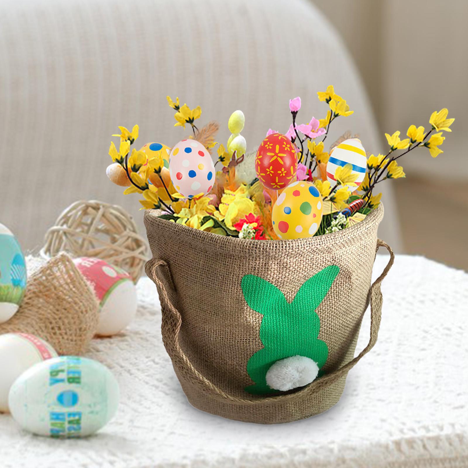 Easter Basket Portable Cartoon Storage Totes Reusable Easter Bunny Basket Bag Easter Bucket Bag Easter Decorations Egg Finding
