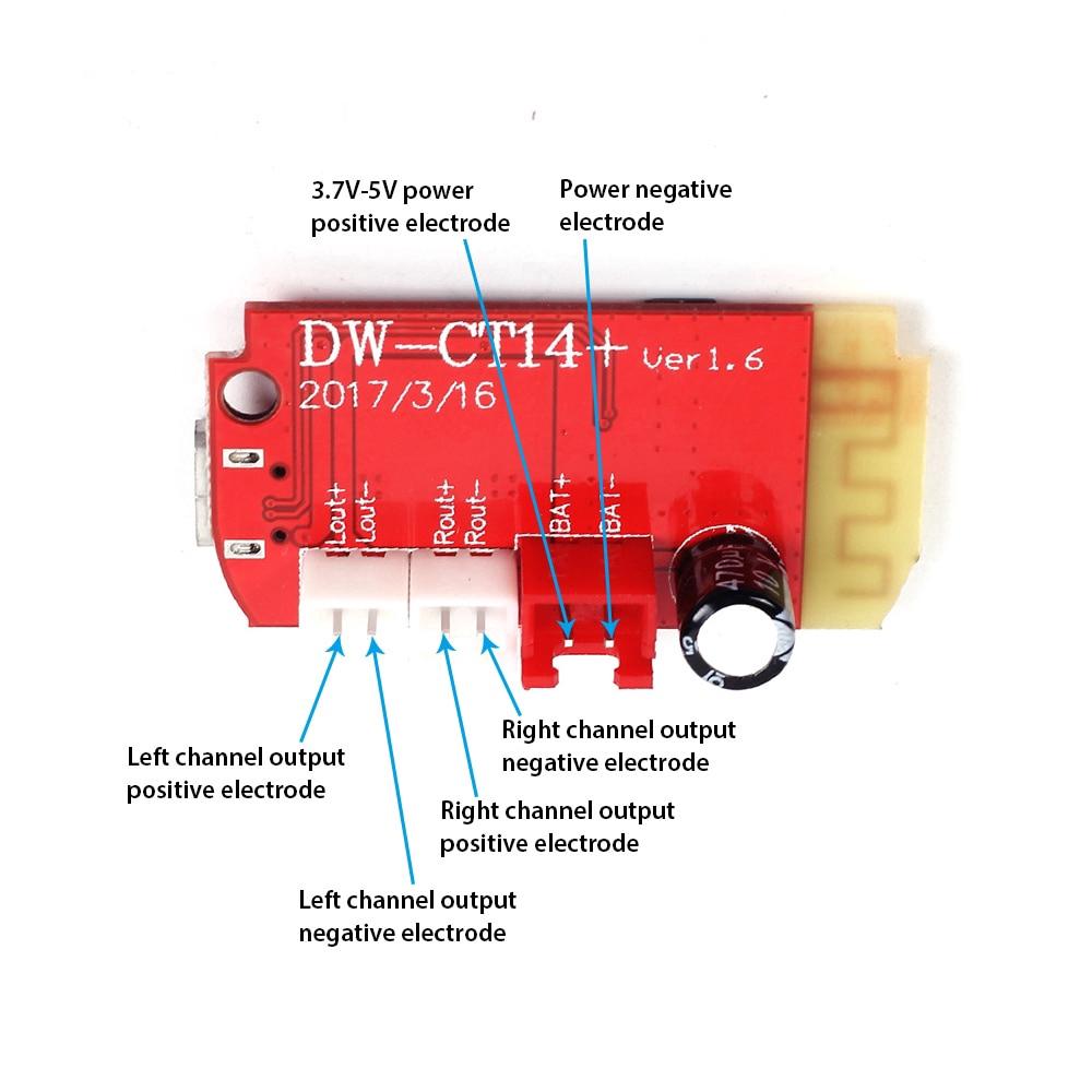CT14 Micro 4.2 Stereo Bluetooth modul výkonového zesilovače 5VF 5W+5W nabíjecí port pro přemontování nečinného zvukového boxu