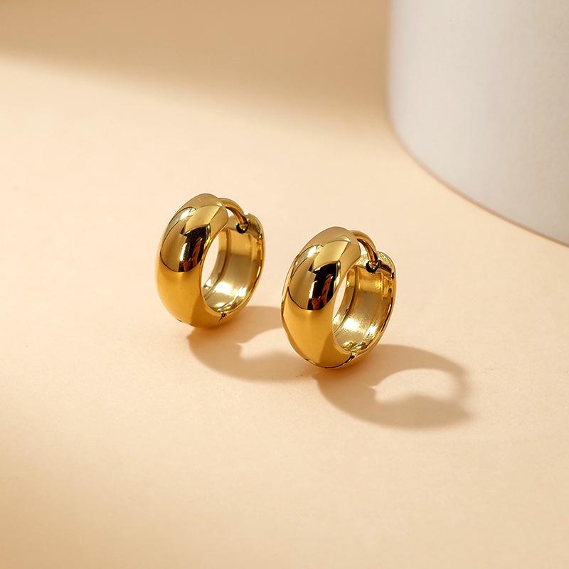 Trendy Titanium Steel Minimalist Hoop Earrings: Polished, Lightweight, Versatile, and Fashion-Forward for Men and Women