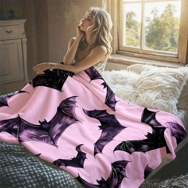 Rosa Fledermaus Flanelldecke Warm Weich Halloween Weihnachten Dekorativ Sofa Warm Gemütlich Ganzjahresgeschenk