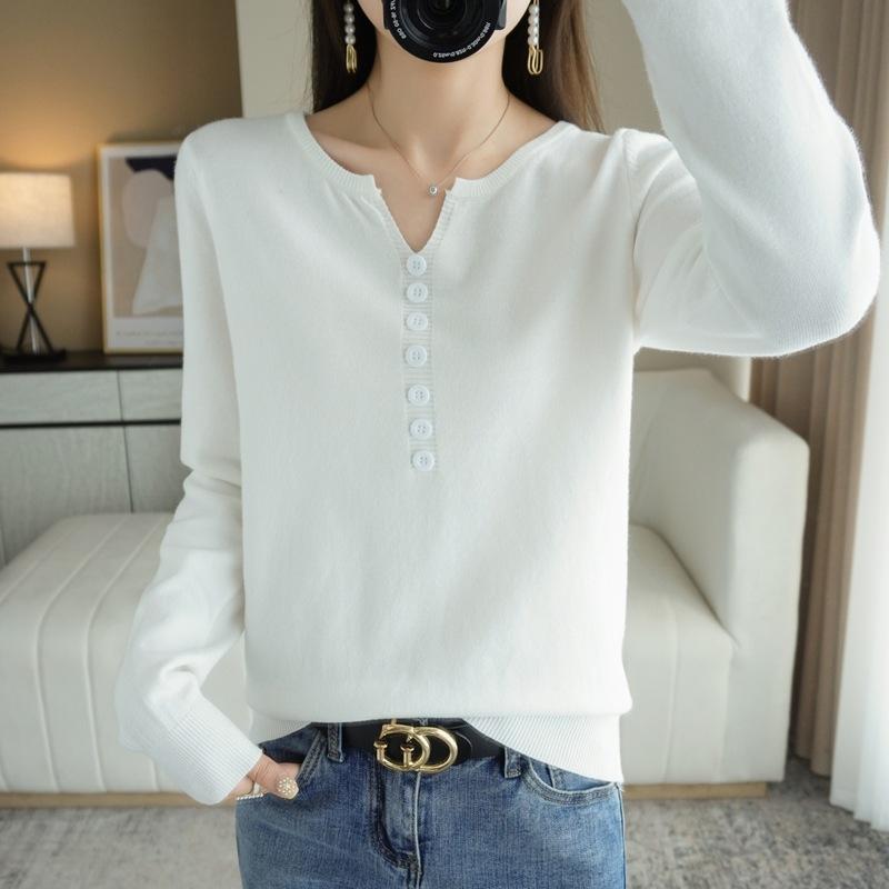 

Пуловер свободного кроя с V-образным вырезом, вязаный свитер, новый свитер в зарубежном стиле, осень и зима, с длинным рукавом, верхняя одежда, базовая рубашка, женский S