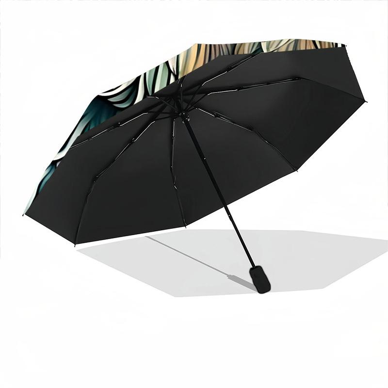 1pc Stained Glass Dog Automatic Folding Umbrella, Sturdy And Durable Automatic Folding Umbrella with 8 Ribs, Convenient for Outdoor Use095