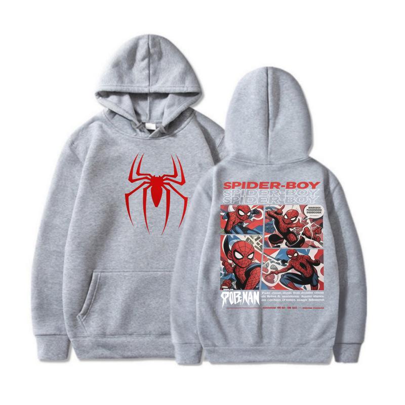 Spider-Man Unisex Fleece Hoodie: Spring & Fall Cartoon Print for Kids