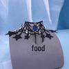 Damen Halloween Schwarze Spitze Maskenball Maske mit Feder Halsketten-Accessoire