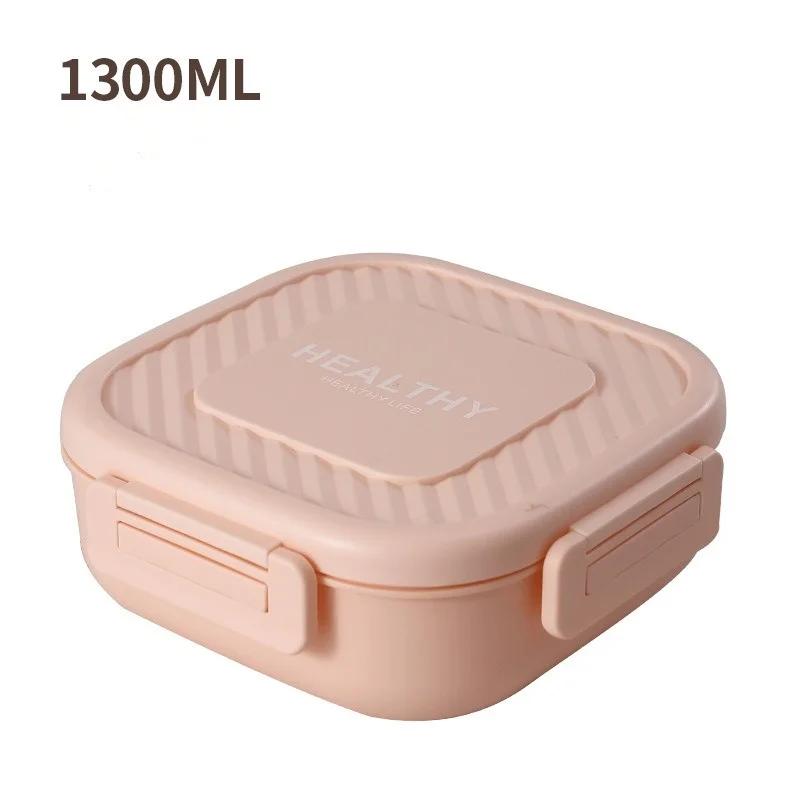 1Pcs 1300ml Portable Lunch Box Microwave Bento Boxes with Tableware for Kids School Office Leakproof Food Storage Container