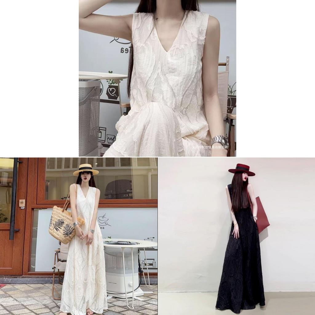 Summer Long Embroidered Knit Dress With Vneck For Plus Size Women
