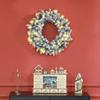 Artificial Christmas Door Wreath 60 CM with Pine Cones and Berry Clusters, LED Lights and Timer, Green