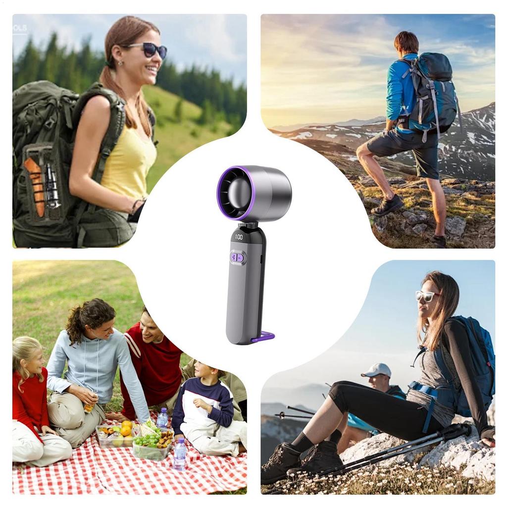 Strong Wind Handheld Fan Summer Bladeless Desk Fan Rechargeable Blower Quiet Cooling Gadget for Outdoor Travel Camping Beach