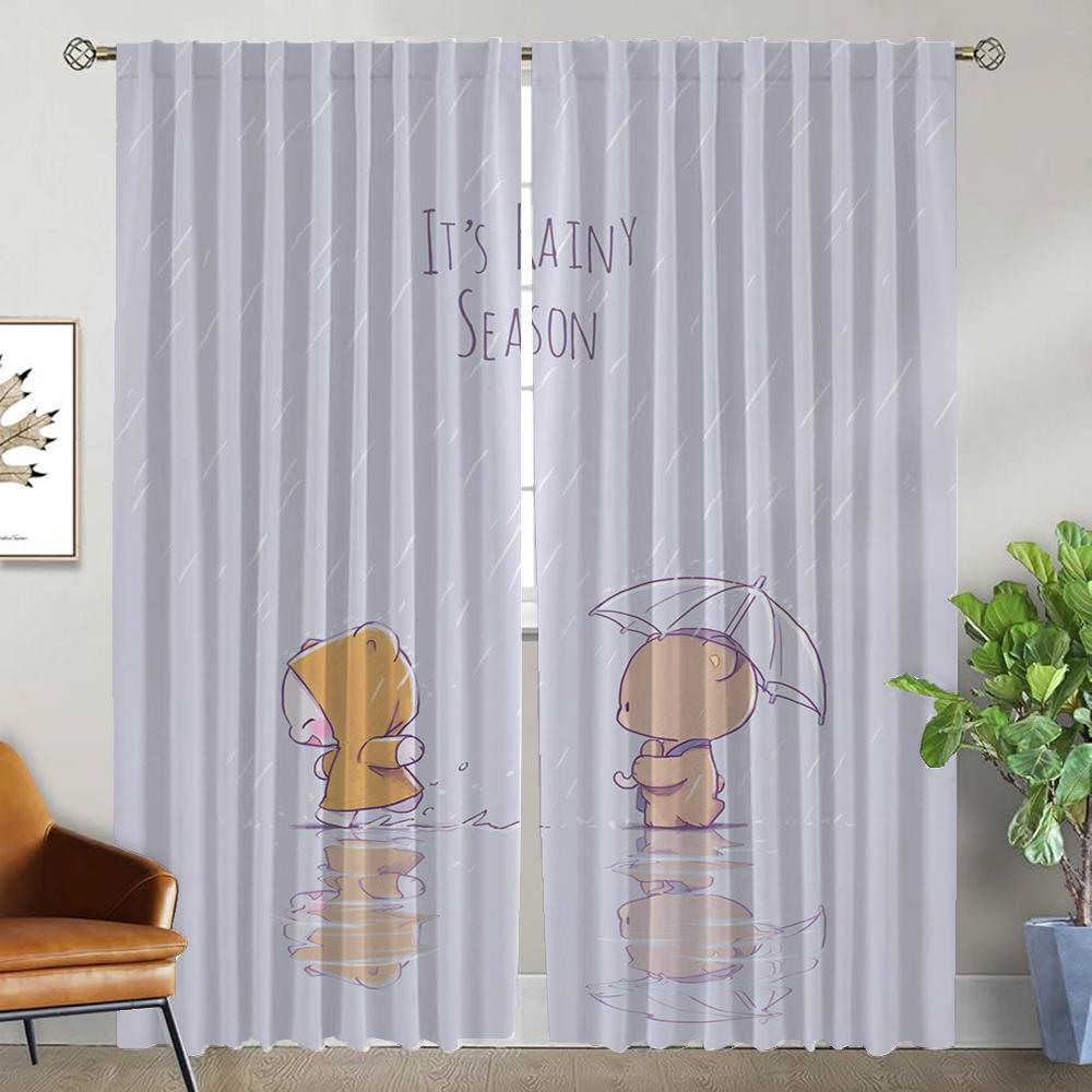 

Кухонные шторы 2 шт. Молочные медведи Домашний интерьер Шторы для камеры Затемняющие шторы Тюль для спальни Украшения на Хэллоуин W50xH70cmx2pcs-CL