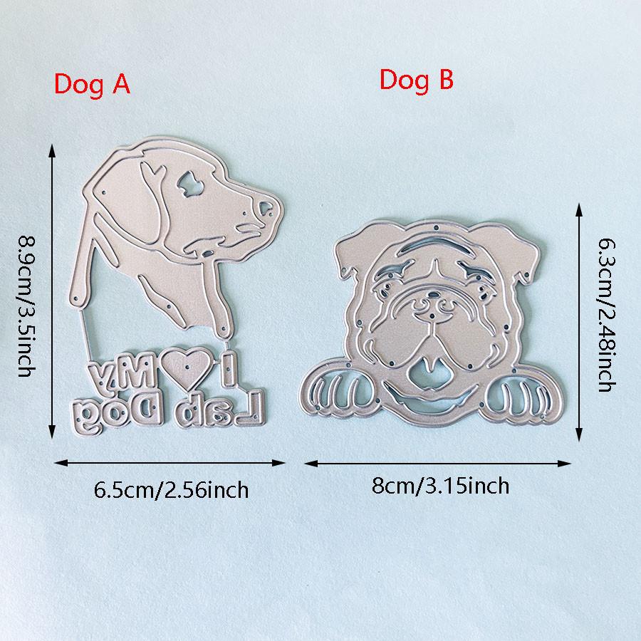 2pcs Dogs Metal Cutting Dies Stencils for DIY Scrapbooking Dies Paper Album Cards Embossing Dies Cut Craft Dies
