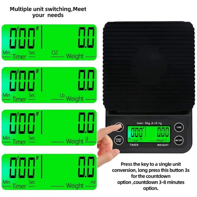 0.1-3000g Portable LCD Electronic Kitchen Scales V60 Coffee Accessories Weighing Balance Digital Coffee Scale