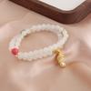 National Style Buddha Accessories Versatile White Crystal Bracelet Double Ring Stacked Bracelet Fashion National Trend Fresh and Sweet