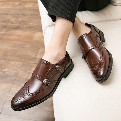 Summer Leather Shoes British Casual Business Retro Lazy Shoes Breathable Brock Carving