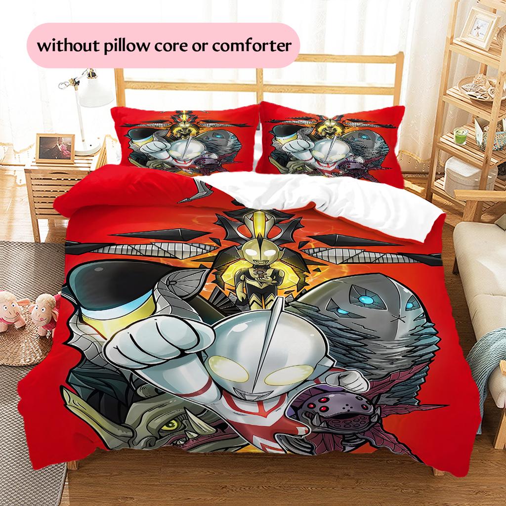 Ultraman Pattern Bedding Quilt Set Home Decoration Gift (1 * duvet cover + 2 * pillowcase without core)