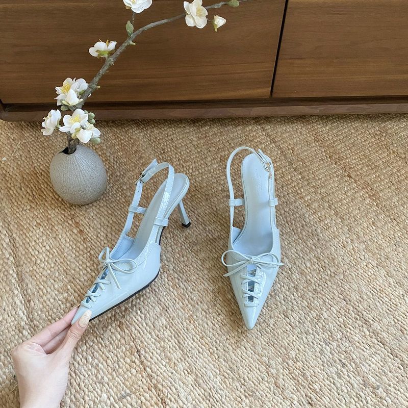 

French pointed thin heel strap high heels women s outer wear 2025 summer new fairy wind shallow mouth bag head sandals 40 синий