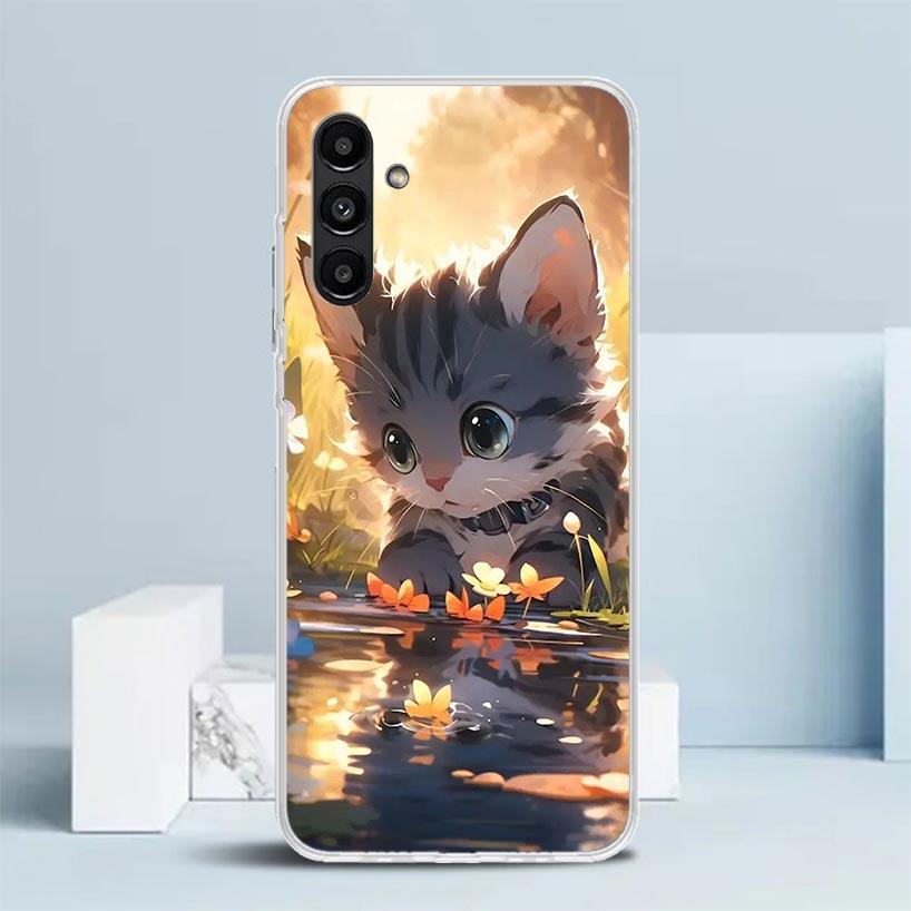 

Cartoon Cute Cat Fish Aesthetic Phone Case For Samsung Galaxy A17 A37 A57 A16 A15 A14 A13 A56 A55 A54 A53 A36 A35 A34 A33 A26 A2 Samsung A15