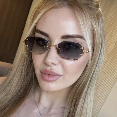 Frameless Polygonal Metal Sunglasses Personalized Small Frame Street Shot Internet Celebrity Sunglasses European and American Spice Girls Sunglasses