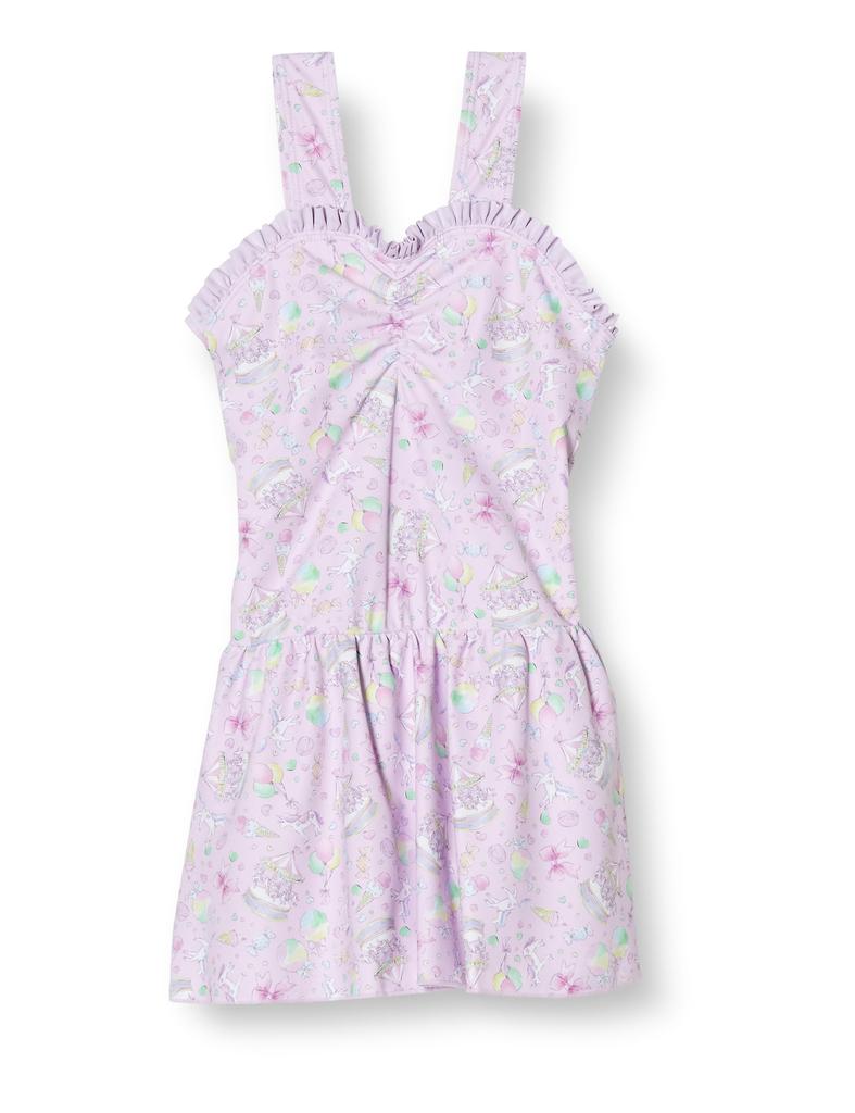 Kids Foret One-Piece Swimsuit, 23KF Unicorn Open Front, RA 130, Girls, Lavender