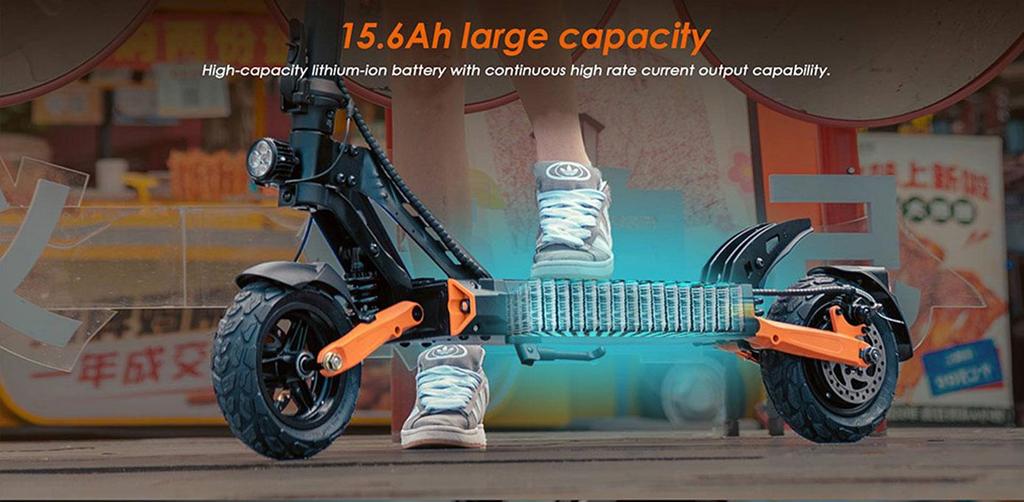 Elektromos roller összecsukható Kukirin G2 Pro 600W motor végsebesség 45Km/h kivehető üléssel 48V 15.6AH hatótáv 58Km terhelhetőség 120Kg
