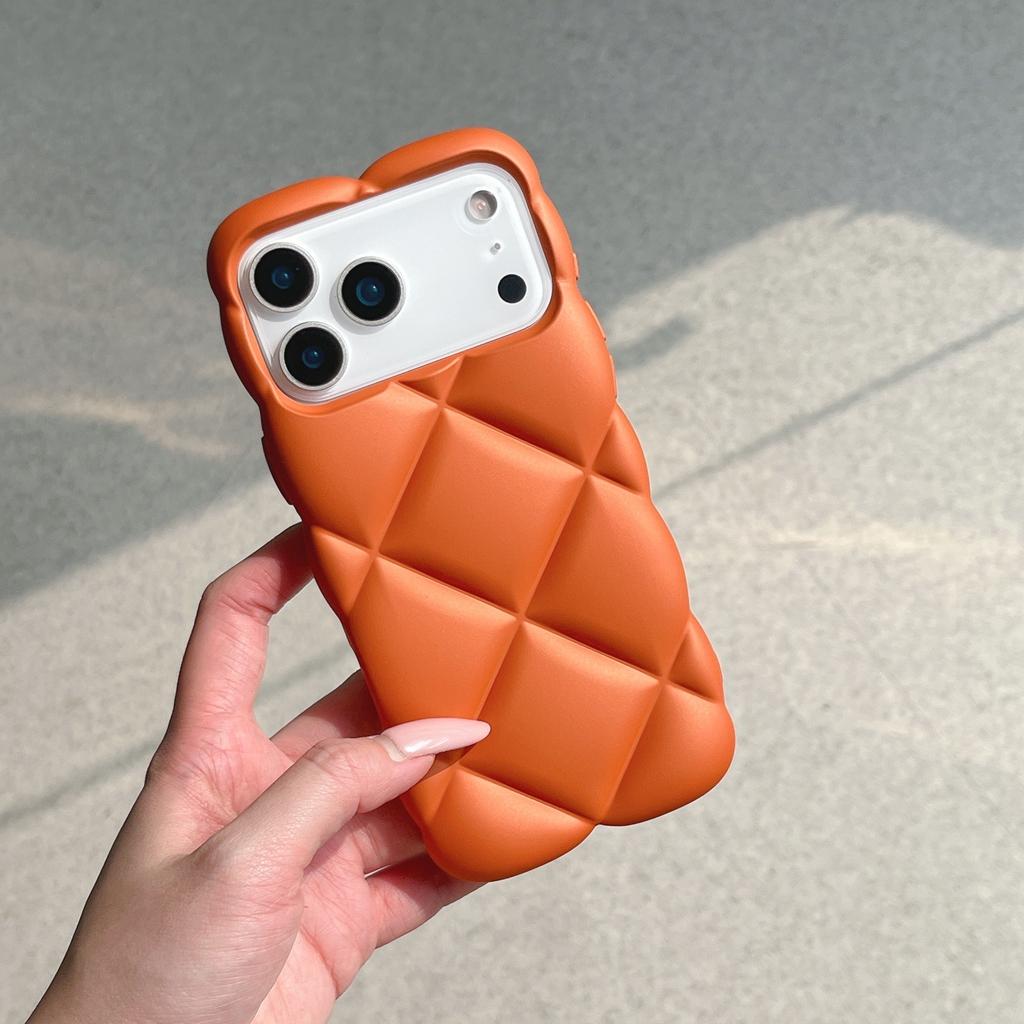 Eenvoudig Stereoscopisch Ruitvormig Rasterpatroon Effen Kleur Mat Schokbestendig Telefoonhoesje voor iPhone 17 16 15 14 13 12 Pro Max