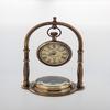 15.24 Cm Victorian Nautical Style Desk Clock and Compass Shelf Mantle Clock, Home Office Decor, Classical Fireplace Decoration