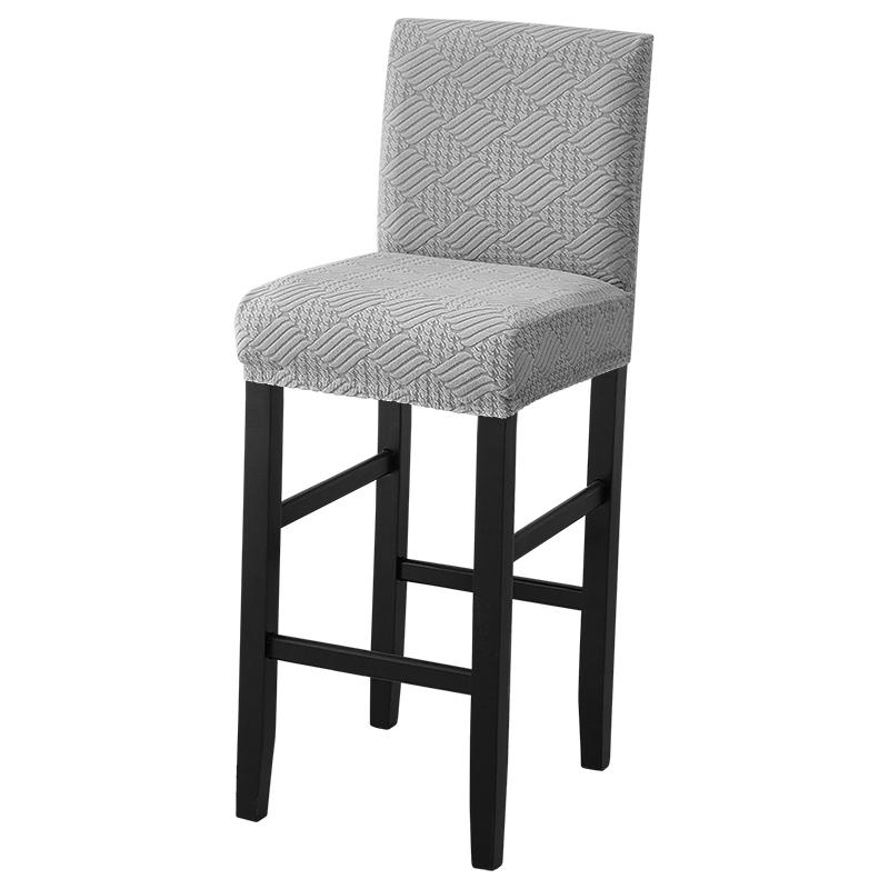 Jacquard Bar Chair Cover Short Back Scandinavian Stool Seat Covers Slipcovers Hotel Dining Small Size Solid Color Chair Case 1pc