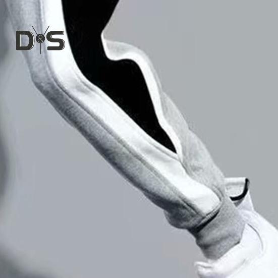 Plus Size Men Sport Pants Contrast Color Ankle-banded Sweatpants Drawstring Elastic Waist Loose Trousers with Pocket for Daily Exercise