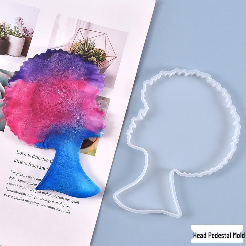 Poppy DIY Crystal Resin Black Woman Head Tabletop Ornament Mold