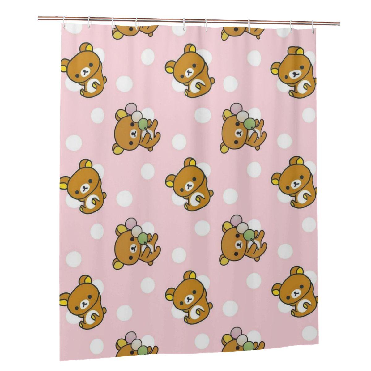 

Lazy Bear Rilakkuma Shower Curtain Bathroom Polyester Waterproof Bath Curtains With Hooks W60H190(CM)-1 Pcs