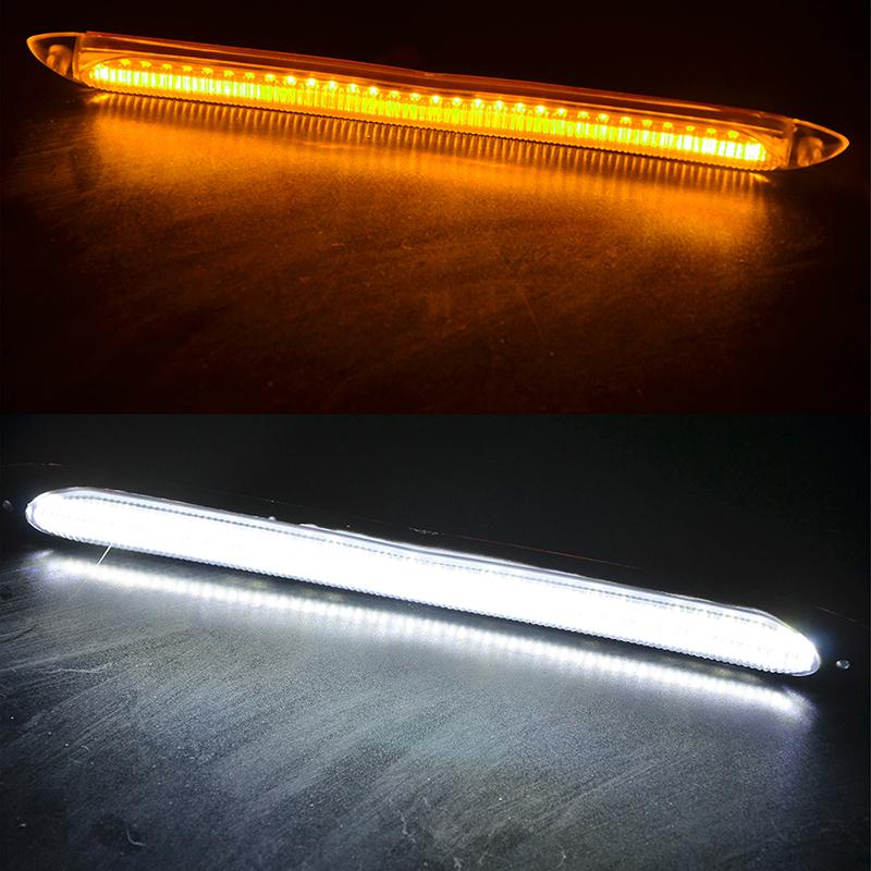 Lumini de zi DRL albe Semnal de viraj chihlimbar Indicator dinamic DC 12V Potrivire universală Faruri de ceață Impermeabil Flexibil