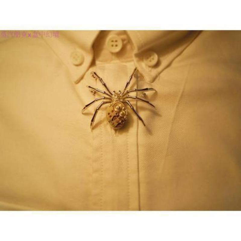 Steampunk, Roți dințate, Insecte, Broșe Pini Păianjen Argintiu
