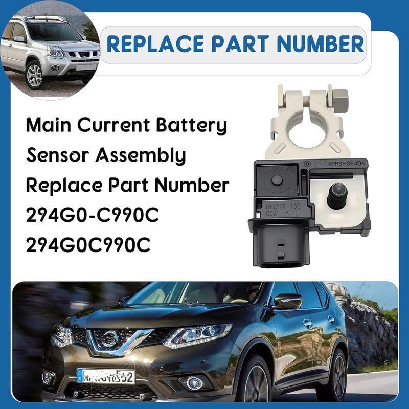 Main Current Battery Sensor Assembly Compatible with Nissan X-Trail Rogue Sport Qashqai Replace 294G0-C990C 294G0C990C