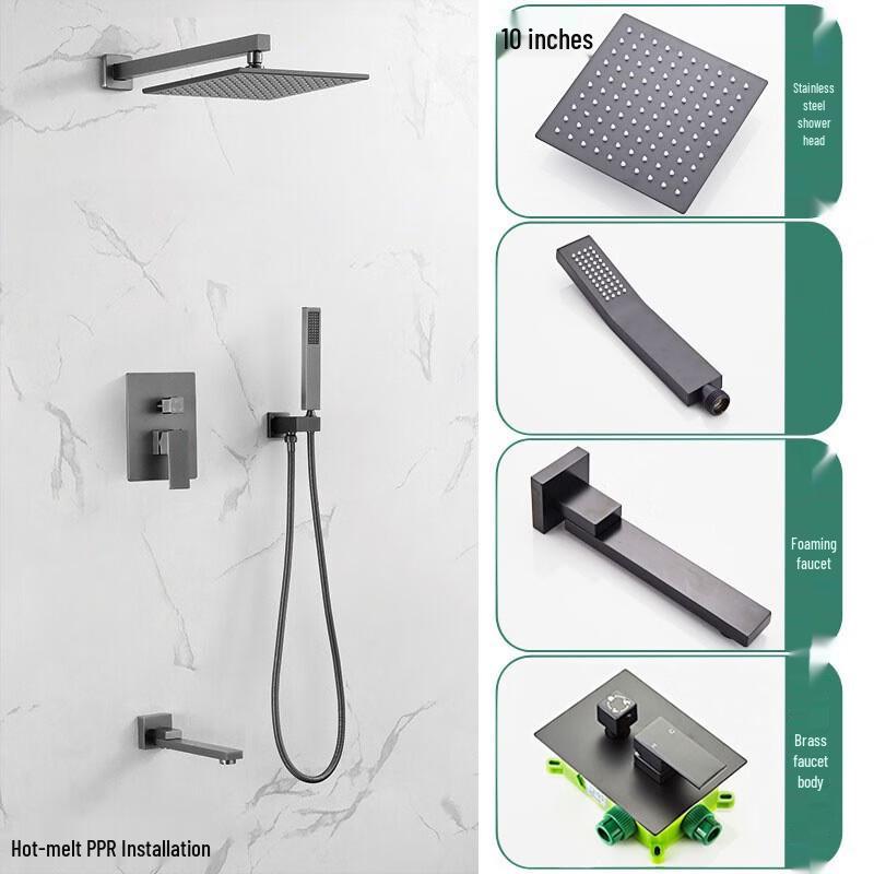 Xuanyong Gunmetal Grey Concealed 3-Function Shower System