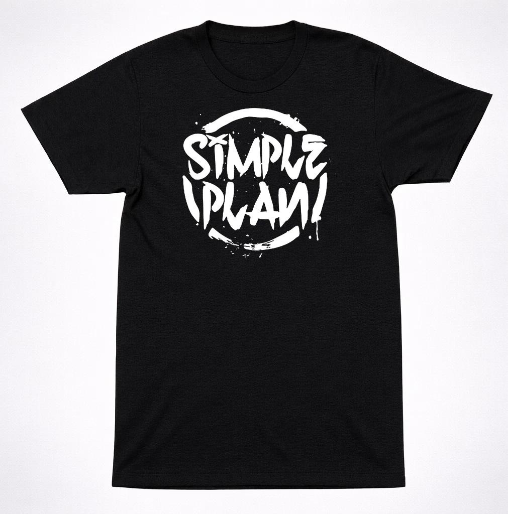 Simple Plan Graffiti Logo T-Shirt Black White Pop Punk Emo Rock Band Tee S