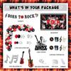 95 PCs Rock and Roll Party Decorations, Hombae Rock Music Themed Birthday Party Supplies Born to Rock Backdrop Balloon Garland Glitter Banner Cake