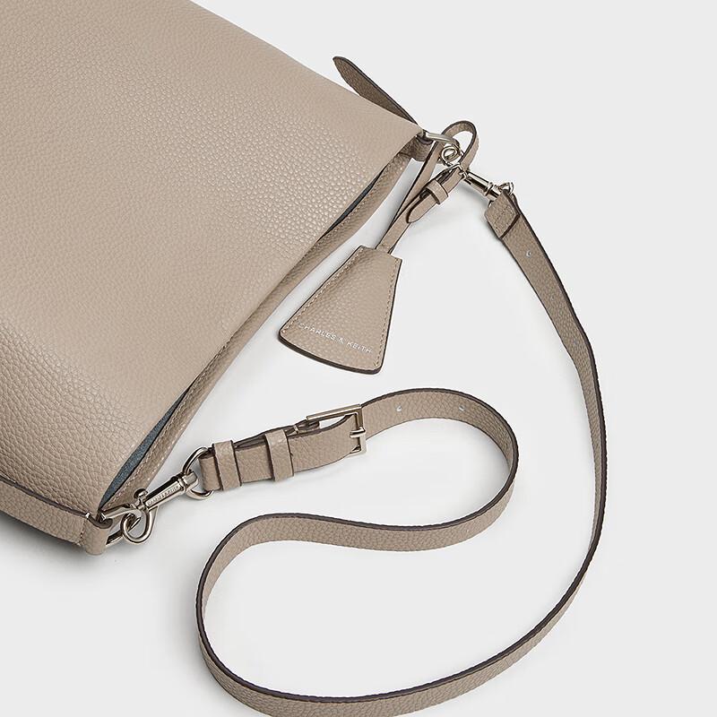 CHARLES & KEITH Lychee-Grain Shoulder Crossbody Bucket Bag