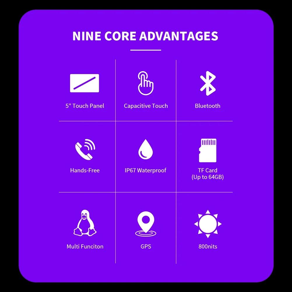 5.0inch  Motorcycle Navigation Apple CarPlay Android Auto Display Screen Portable Motorcycle Wireless  Auto Monitor Bluetooth