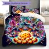 DBZ Anime Pattern Bedding Quilt Set Quilt Cover Pillowcase Home Decoration Birthday Gift (1 * Duvet Cover + 2 * Pillowcase, Without Core)