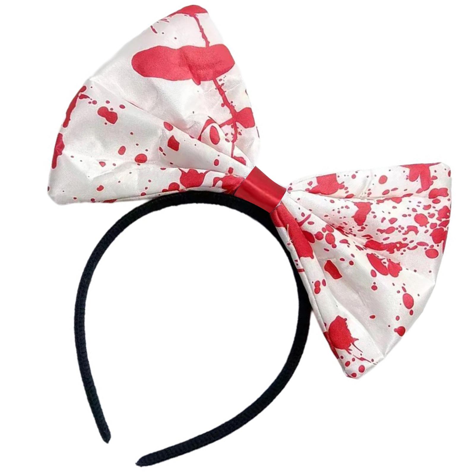 

Halloween Bow Headband Horror Theme Hair Hoop Bloody Print Hair Accessory for Halloween Enthusiasts and Party Goers A