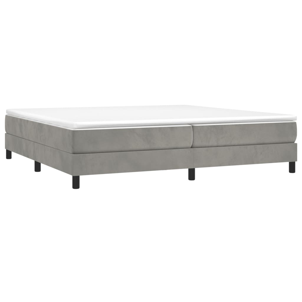 Box Spring Bed Frame Light Grey 200x200 cm Velvet