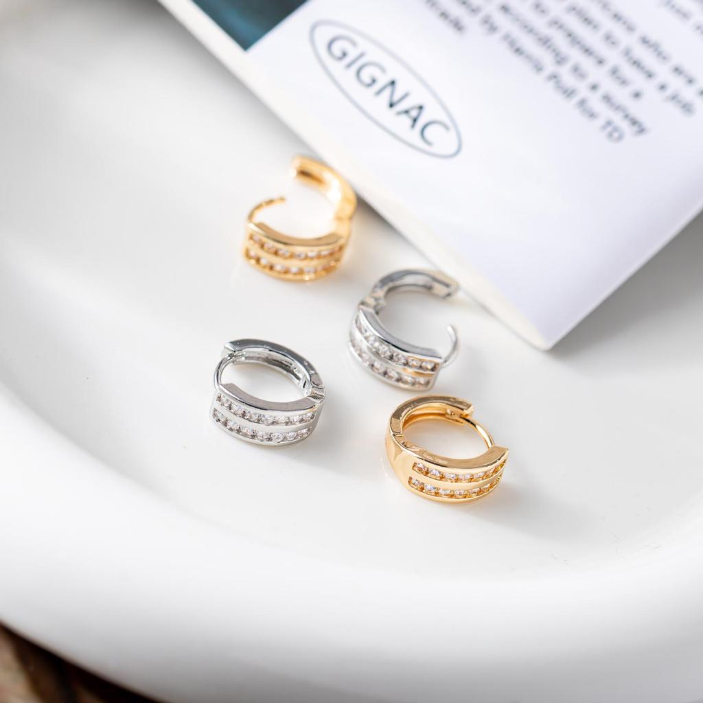 Vergoldete Retro-Design-Ohrringe für Damen mit Zirkonia-Steckern