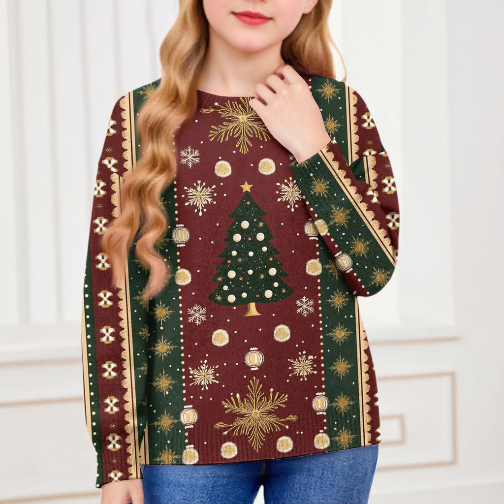 Christmas Day Sweatshirts For Children Boys And Girls Knit Sweater Cute Shirt Fall Crewneck Pullover Tops