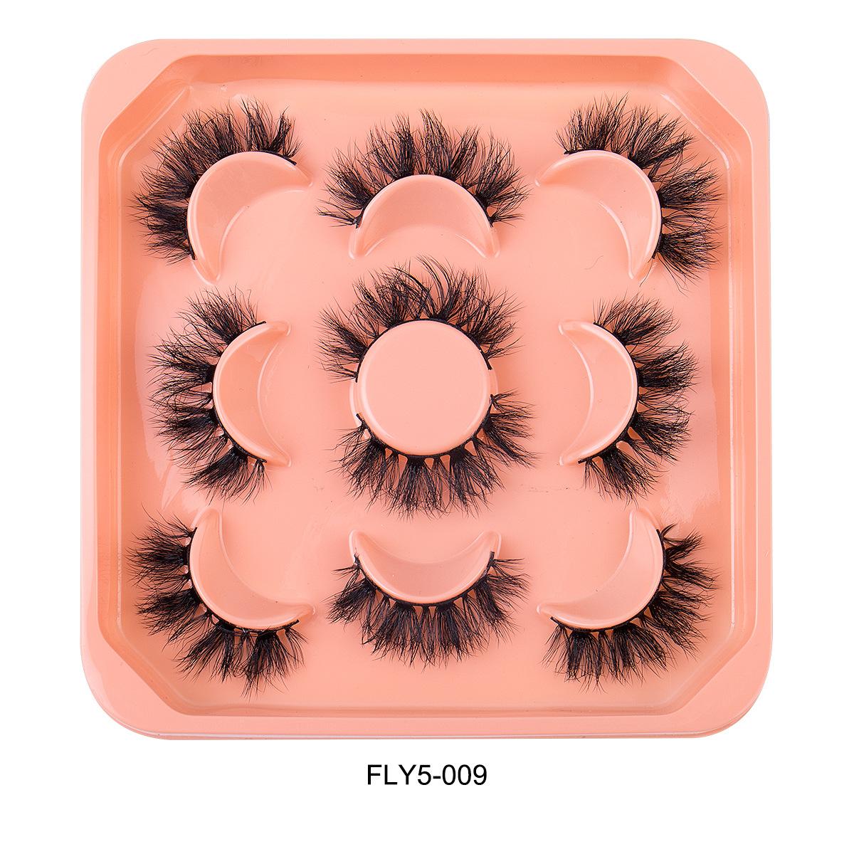 

5 Pairs Of High-Imitation Mink Hair False Eyelashes, Multi-Layer Curled Fried Hair Style Eyelashes