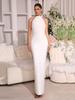 Rochie Europeană și Americană cu Mâneci tip halter, spate gol, bandaj: Rochie Sexy, la Modă pentru Petrecere, Nuntă, Banchet